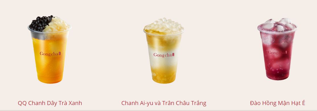 menu thức uống sáng tạo Gong Cha
